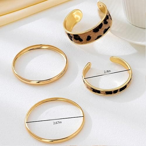 NOVYRA Leopard Bangle Bracelets for Women Layered Cheetah Print Cuff Statement Bracelets Trendy Cheetah Jewelry Accessories For Women thumbnail 5