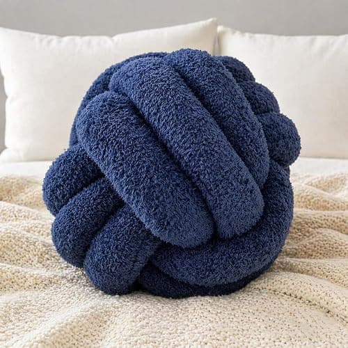Onechionede Knot Pillow - Throw Pillows Room Décor Couch Pillow for Living Room Relieve Stress, Decorative Pillows Round Knot Cushion Pet Toy, Navy 12 Inch - Image 1
