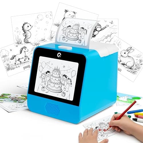Ognee AI Voice Sticker Printer for Kids, Display Screen Super High 300 DPI | Display Screen, Voice Control Mini Printer, Instant Thermal Printer Toy for DIY and Learning with 2 Paper Rolls - Image 1