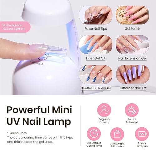 Beetles Tipex Instant Apex Nail Tips Kit, Square Long, 224pcs 16 Sizes, with Tipex Nail Glue, Dehydrator, Primer, Base & Top Coat, Mini UV Lamp, Pre-Building Kit thumbnail 7