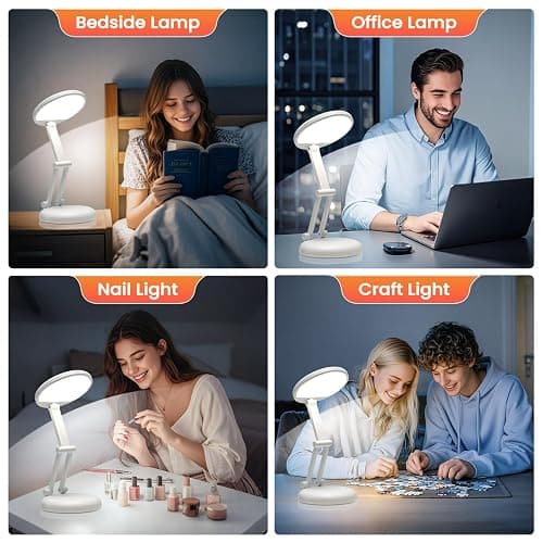 One Fire Cordless Desk Lamp,Dimmable Small Battery Powered Lights,3600mAh Rechargeable Wireless Table Lamp,Mini Lamp&Portable Light for Bed,Book Reading,Home for Small Spaces,Nail Light,Craft,Office thumbnail 5