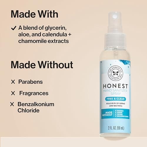 The Honest Company Plant-Based Hand Sanitizer Spray, Kills 99.9% of Germs, Hypoallergenic, Quick-drying, Moisturizing, Fragrance-Free, 2 fl oz thumbnail 4