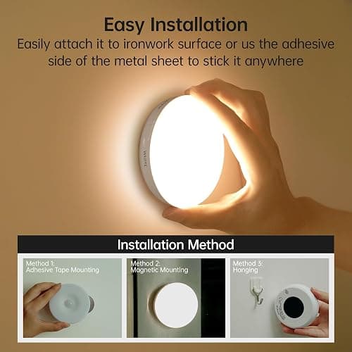 Homelist Motion Sensor Lights Indoor with Remote Control, 6 Pack Wireless Rechargeable Night Light LED Stick on Wall Light, Battery Operated Stair Kitchen Cupboard Under Cabinet Puck Light thumbnail 7