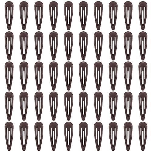 FLAREANN Glossy Brown Snap Hair Clips, 50 PCS Hair Barrettes for Women | non-slip metal design in warm neutral brown tones, everyday minimalist hair accessories, 2 Inch - Image 1