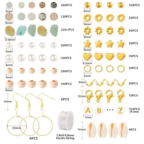Funtopia Jewelry Making Kit for Adults, 1562pcs Natural Stone Beads Bracelet Making Kit, Jewelry Making Supplies Gemstone Crystal Marble Beads for DIY Craft Bracelet Necklace Earrings thumbnail 6