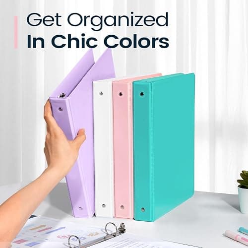 2 Pack BinderX Extra Durable 3 Ring Binder, 2 Inch Binder Round Ring, Fits 900 Sheets of 8.5x11 Paper, Customizable View Cover with Inside Pockets, Cute School Supplies for Girls, Pink & Blue thumbnail 7