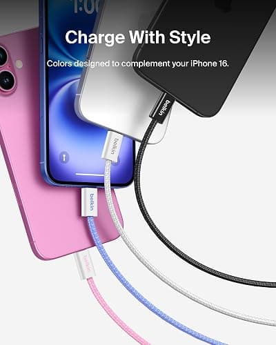 Belkin USB C to USB C Cable, 3.3ft, 60W - Type C Charger, iPhone Charger Cord, Soft, Braided, Flexible for iPhone 16, Galaxy S25, Pixel 9, Airpods, iPad Pro, Tablet & More, Travel Essentials - Pink thumbnail 3