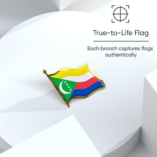 Comoros Flag Lapel Pin - Enamel Metal National Badge | World Travel Souvenir Gifts for Men & Women | Country Flag Patriotic Brooch Bulk Pack of Pins for Hat, Tie, Clothes, Backpack (1pc) thumbnail 4