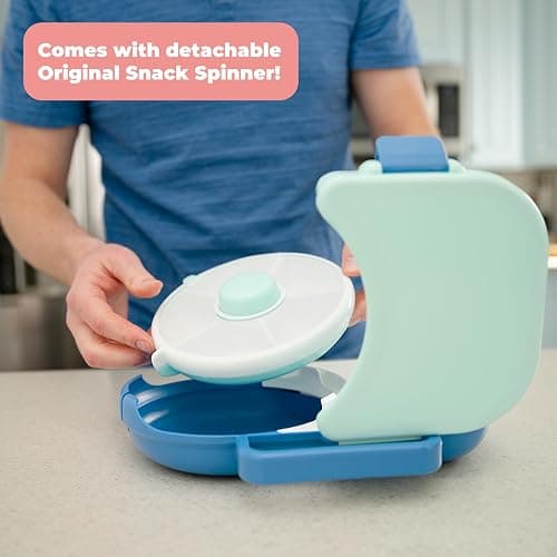 GoBe Kids Lunchbox with Small Snack Spinner Flip - Bundle with Hand Strap & Sticker Sheet, 2-in-1 Bento Style Lunch Container, 5 Small +1 Large Sandwich Compartment, BPA & PVC Free - Taro Purple thumbnail 5