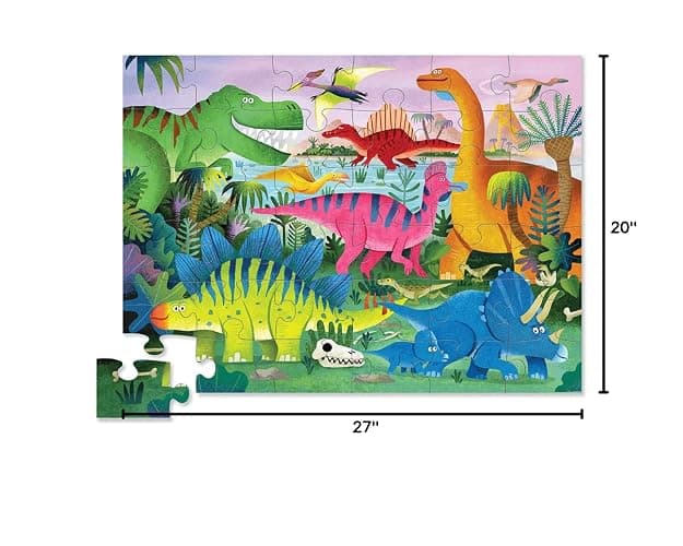 Crocodile Creek 36-Piece Jigsaw Floor Puzzle - Fun Floor Puzzles for Kids Ages 3-5 - Heavy-Duty Shaped Box for Storage - Dino Land - 27" W x 20" H Finished thumbnail 3