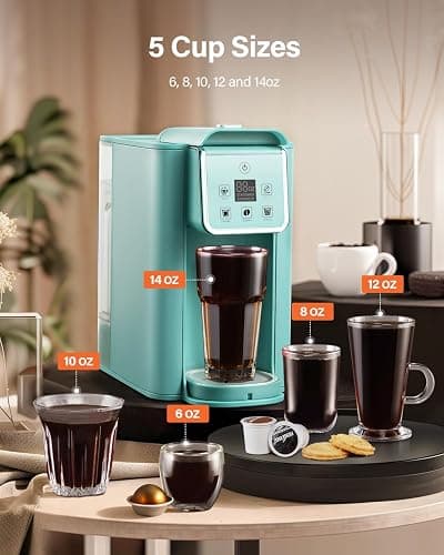 SHARDOR Single Serve Coffee Maker, Hot and Iced Coffee Machine for K Cup Pods & Ground Coffee, 6 to 14 oz Brew Sizes, 50 oz Removable Water Tank, Bold Brew Setting, Blue thumbnail 2