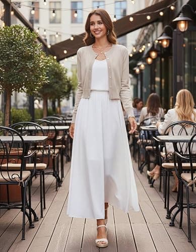 LETDIOSTO Cropped Cardigan Bolero Shrug for Women, Button Down Long Sleeve Knit Sweater for Dresses,for Jeans, XS to XL thumbnail 2