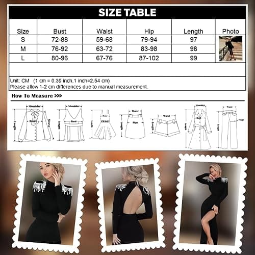TOYTEM Black Dress for Women - Long Bodycon High Split Maxi Dress - Fancy Women's Black Cocktail Dress for Wedding Guest - Elegant Dresses for Women UK Party Wear thumbnail 2