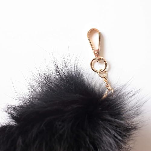 Fluffy Black Fox Tail Keychain 17 inches Real Fur Tails Costume Cosplay Toy Handbag Accessories Key Chain Ring Hook Tassels thumbnail 3