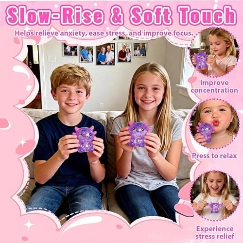 Djyxoglyn Axolotl Squishy Stress Relief Toy – Glitter Fidget Toy Cute Squeeze Toy for Kids & Adults, Sensory Anxiety Relief Squishy Toy, Party Favor Desk Fidget (Purple Sitting Style) thumbnail 6