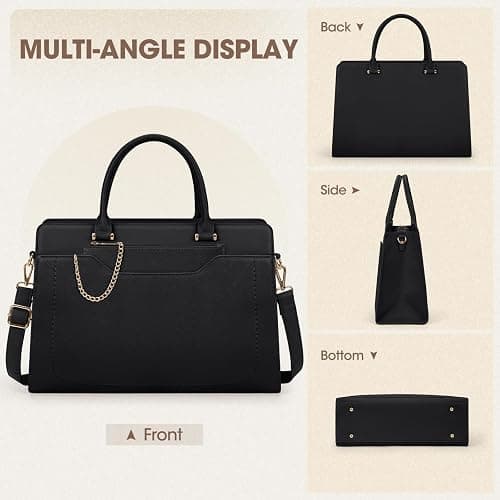 RAINSMORE Sac Cabas Femme Grand Sac A Main Pour Les Cours Lycee PU Cuir sac Fourre Tout Femme Sac Bandoulieres pour Cours Affaires Travail Noir thumbnail 8