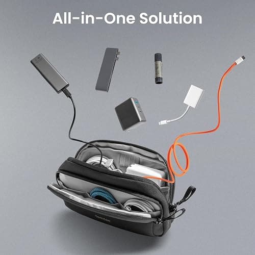 tomtoc Electronic Organizer Travel Case, Water Resistant Dual Compartment Tech Pouch Cable Organization Storage Bag for Charger, Cord, Phone, Hard Drive, Power Bank, Accessories Travel Essentials thumbnail 8