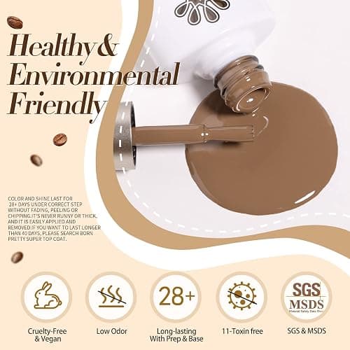 Born Pretty Gel Nail Polish 6 Colos,Nude Brown Skin Tone,Roasted Chestnuts Chocolate Gel Polish Collection Neutral Beige Khaki Gel Polish Kit All Seasons Nail Art Manicure DIY for Home Salon thumbnail 8