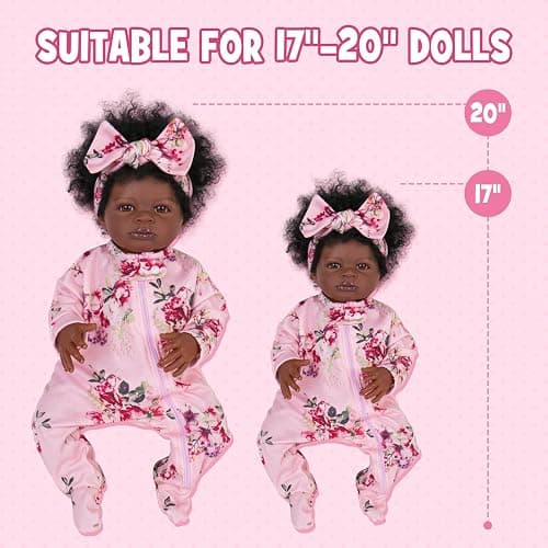 Aori Lifelike Reborn Baby Dolls Clothes 20 inch Purple Clothing Floral Jumpsuits Set for 17-20 Inch Newborn Girl Doll thumbnail 5