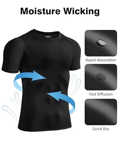 Tigersay Men's Compression Shirts, Short Sleeve T-Shirt Athletic Compression Tops Workout Sports Base Layer Undershirt thumbnail 8