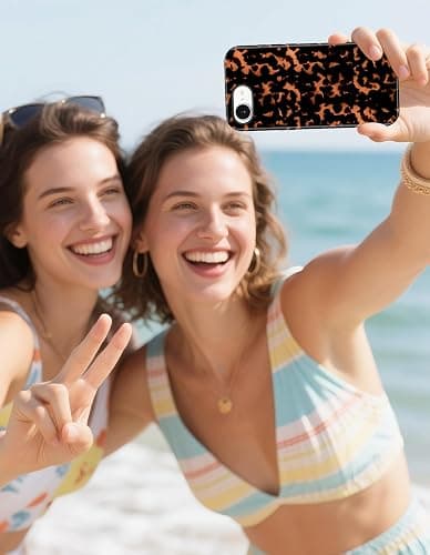 Jusy Magnetic Brown Tortoise Shell Phone Case for iPhone 16,Orange | Compatible with MagSafe,Cute Aesthetic Cheetah Leopard Design,TPU and PC Protective Shockproof Cover thumbnail 6