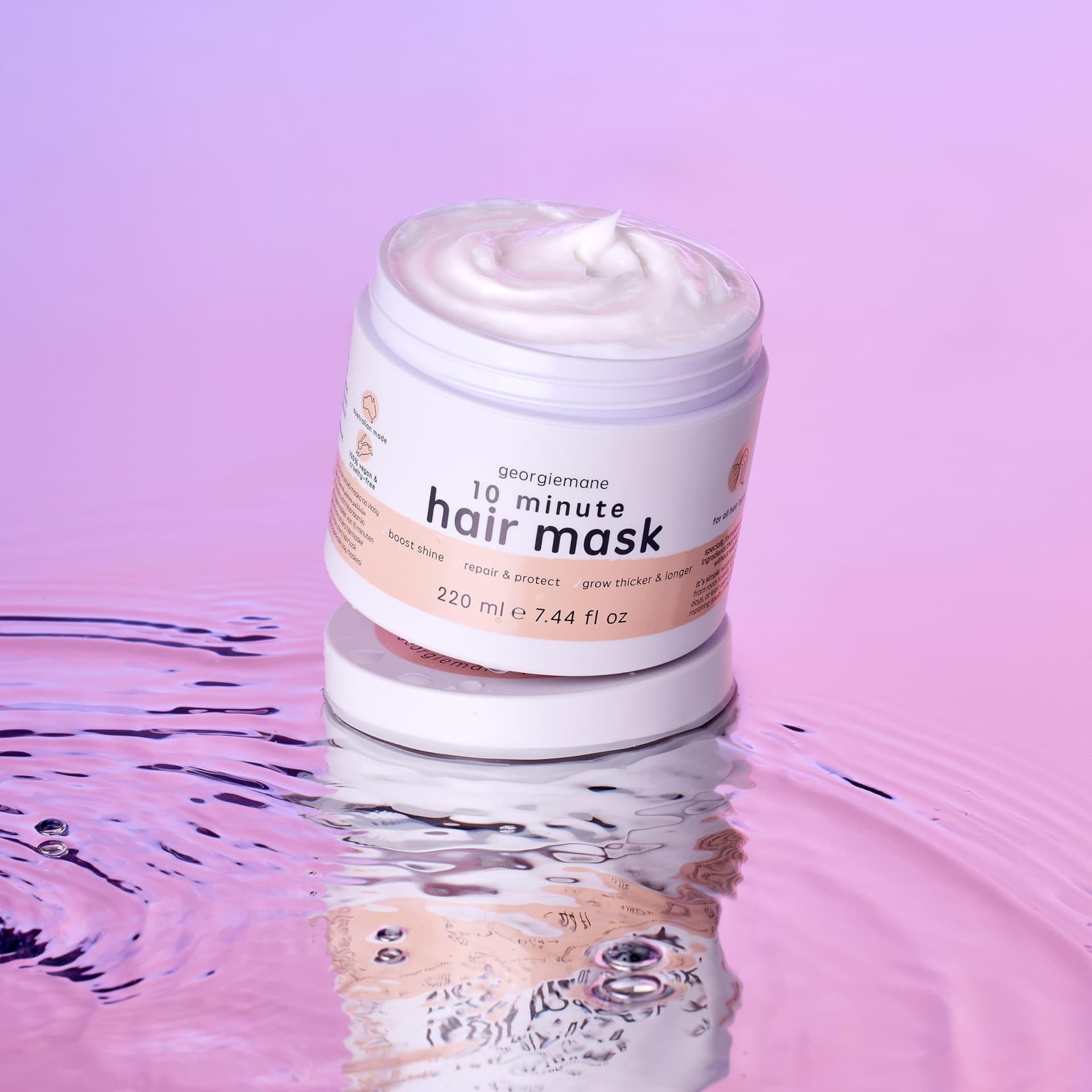 Georgiemane 10 Minute Hair Mask for Dry & Damaged Hair with Shea Butter, Avocado & Coconut Oil | Promotes Thicker Hair Growth | Adds Shine, Safe for Colored & Bleached Hair | For All Hair Types, 220ml thumbnail 3