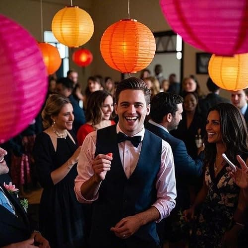 Capesaro Pink Orange Paper Lanterns Decorative 15pcs Party Hanging Decorations for Bachelorette Wedding Birthday Baby Shower Graduation Anniversary Themed Room Decor thumbnail 4