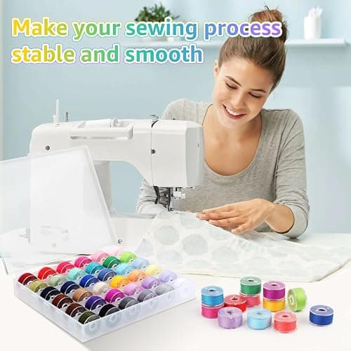 36Pcs Bobbins and Sewing Threads Prewound Bobbins with Case, Needle and Threader for Babylock Singer Janome Brother Multiple Sewing Machine, Standard Size and Assorted Colors thumbnail 5