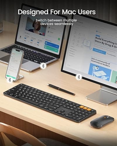 ProtoArc Backlit Bluetooth Keyboard and Mouse for Mac, KM100-A Multi-Device Wireless Keyboard Mouse for Mac, Full Size Rechargeable for MacBook Pro/Air, iPhone, iPad, Black thumbnail 2