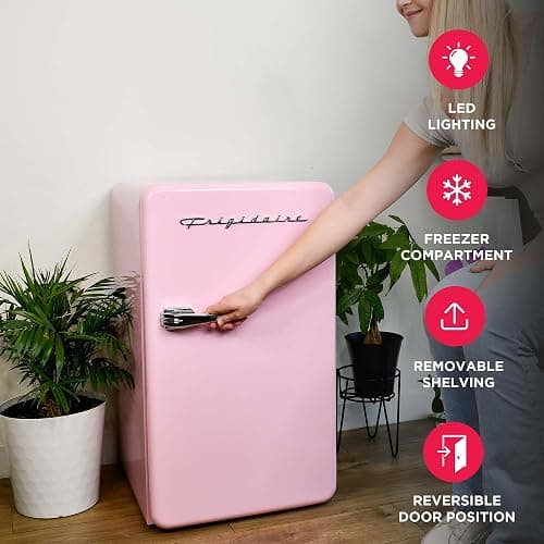 Frigidaire EFR372-PINK 3.2 Cu Ft Pink Retro Compact Rounded Corner Premium Mini Fridge thumbnail 5