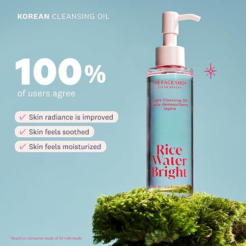 The Face Shop Rice Water Bright Double Cleansing Duo Set with Ceramide, Korean Skin Care, Gentle Face Wash & Pore Control Cleansing Oil, Hydrating, Moisturizing, Vegan Facial Cleanser, Makeup Remover thumbnail 6
