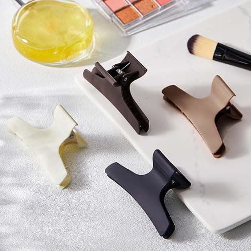 Batiyeer 12 Pcs Butterfly Hair Clips for Styling Sectioning Hair Clips for Women Butterfly Clamps Non Slip Claw Salon Section for Cutting Styling Coloring Thick Thin(Neutral Color) thumbnail 5