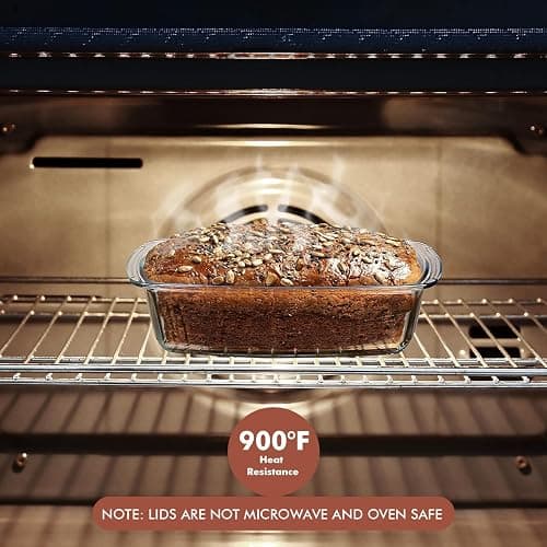 Razab LARGE 7.6 Cups/1800 ML/1.9 Qt Glass Loaf Pan with Lids (Set of 2) - Meatloaf Pan BPA free Airtight Lids Grip Handle Easy Carry, Microwave and Oven Safe - Loaf Pans For Baking Bread, Cakes thumbnail 6