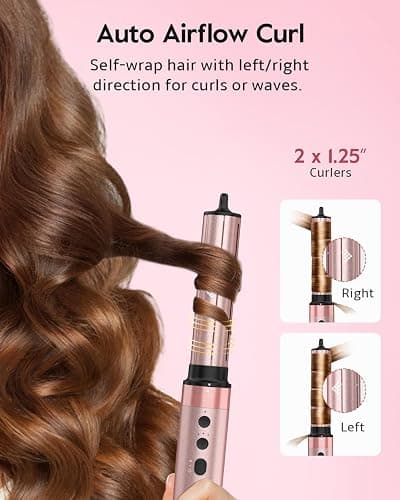 Brightup Air Wrap Hair Styler, 5 in 1 High Speed Hair Dryer Brush, Professional Automatic Hair Curler with Cool Shot Button, 800 Million Ionic, No Heat Damage, with Travel Bag thumbnail 4
