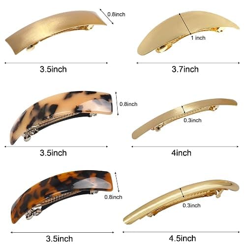 6pcs Women Gold Hair Clips Metal Flat Hair Clips Tortoise Retro Gold Hair Barrettes French Clip Barrettes for Women Lady thumbnail 6