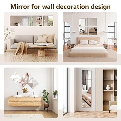 Shiftshade 4 Pack Wall Mirror Full Length, 12 x 12 Inch Acrylic Mirror Tiles, Shatterproof Flexible Plastic Mirror Sheets for Bedroom Home Gym Door thumbnail 7