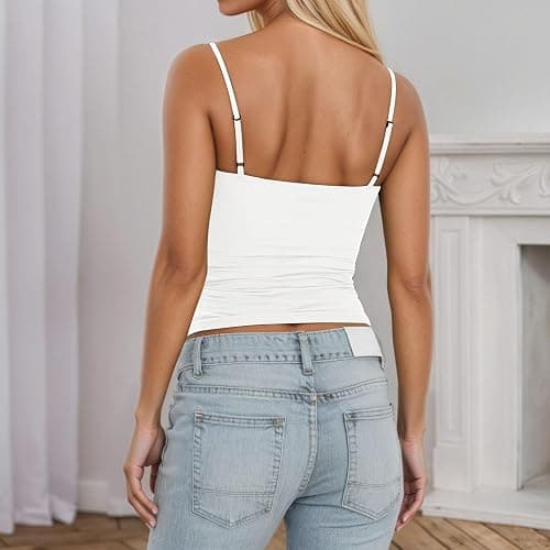 Women's Tank Top, Slim Fit Sleeveless Tank Top for Women with Removable Padding and Adjustable Strap Camisole Casual Wear thumbnail 5