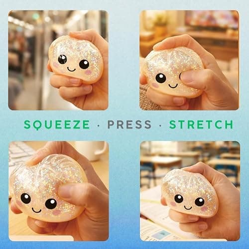 Glitter Dumpling Squishy Mystery Box - Smile White and Gold 2026 Upgraded Dumplings Squishes for Adults Teens Squeeze Easter Basket Stuffers & Stocking Stuff - 2 Pcs thumbnail 3