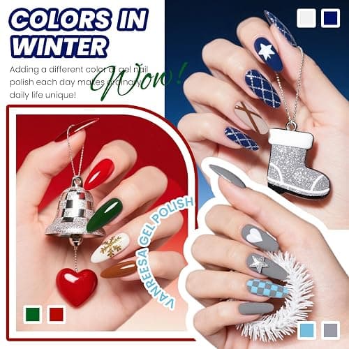 VANREESA 48 Pcs Gel Nail Polish Set 42 Colors Spring Summer Fall Winter Gel Polish with 2 Pcs Base Coat & 4 Effects Top Coat Nail Kit Gifts for Women Girls Nail Art Salon at Home thumbnail 6