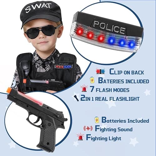 Wonrynn SWAT Police Officer Costume for Kids,Policea and Army Costume for Boys with camouflage uniform,SWAT Vest,Halloween Costume for Boy,Cosplay Themed Party for Boys Girls thumbnail 6