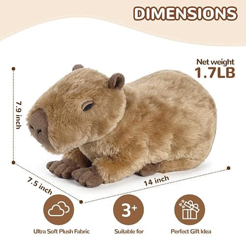 Capybara Stuffed Animals, Microwavable Stuffed Animal Adorable Fluffy Capybara Plush for Warmth Comfort, Heatable Coolable Lavender Scent Toy, Cute Soft Plushie Gift for Kids Adult & Children Boy Girl thumbnail 3