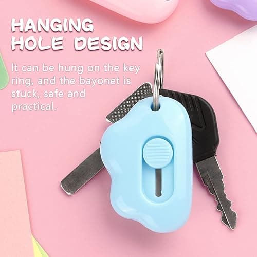 Tamaki Box Cutters Cloud Letter Opener Envelope Slitter, Cloud Shaped Carton Portable Cutter with Key Chain Hole, 4 Pack - Blue, Pink, Purple, Green thumbnail 5