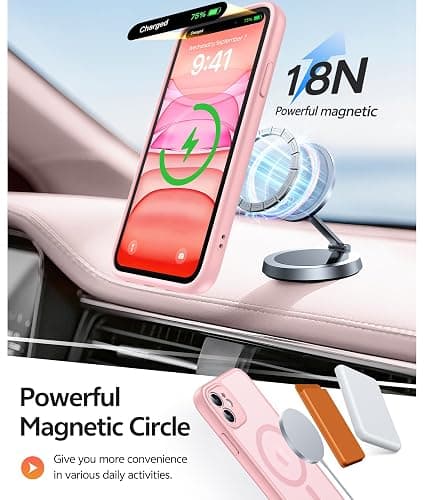 FNTCASE for iPhone 11 Case: [Compatible with Magsafe] Translucent Matte Magnetic Cases [Full Camera Protection] Military Grade Shockproof Protective Phone Cover - Light Pink thumbnail 3