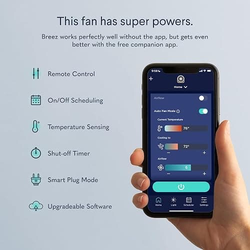 SNOOZ Breez 2-in-1 Smart Bedroom Table Fan & White Noise Machine - Smooth, Powerful Air - Adjustable White Noise - Remote Control, Scheduling, & Smart Features via App thumbnail 5