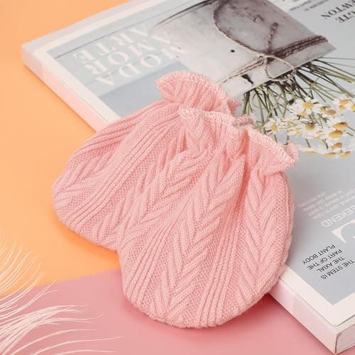 AQOKKA Newborn Baby Mittens No Scratch Cotton Elastic Wrist Gloves Infant Toddler Mittens for Baby Boy Girl 0-6 Months thumbnail 5