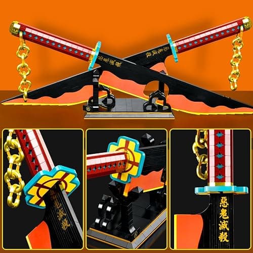 SATHIBI 82.6in Demon Swords Building Set,Tengen Uzui Sword Building Block with Stand Model Kits Katana Toy,Creative Gifts for Swords Fan Adults 14+ (1478 PCS) thumbnail 4