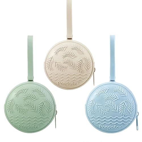 PandaEar 3 Pack Silicone Pacifier Holder Case, Portable Travel Pacifier Pouch for Newborns, BPA-Free Silicone Pacifier Storage Container for Boys & Girls (Green, Blue, Cream) thumbnail 8