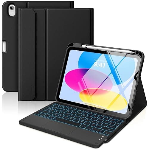 MoKo Touch Keyboard Case for iPad (A16) 11th/10th Gen,Nero | 7 Colors Backlit, Multi-TrackPad, with Pencil Holder, Auto Wake/Sleep, Compatible with iPad 11 inch 2025, iPad 10.9 inch 2020 - Image 1