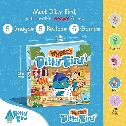 Ditty Bird | Where's Ditty? | Look and Find book with sounds | Activity Sound Book for toddlers 1- 3 | Early learning toy thumbnail 4