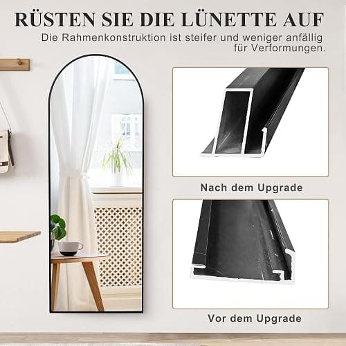 KeepGoon Round Rainbow Mirror Large Round Mirror with Rounded Corners Wall Mounted Mirror Wall Mounted Mirror for Bedroom Wall Mirror (Black Round, 173×63cm) thumbnail 3